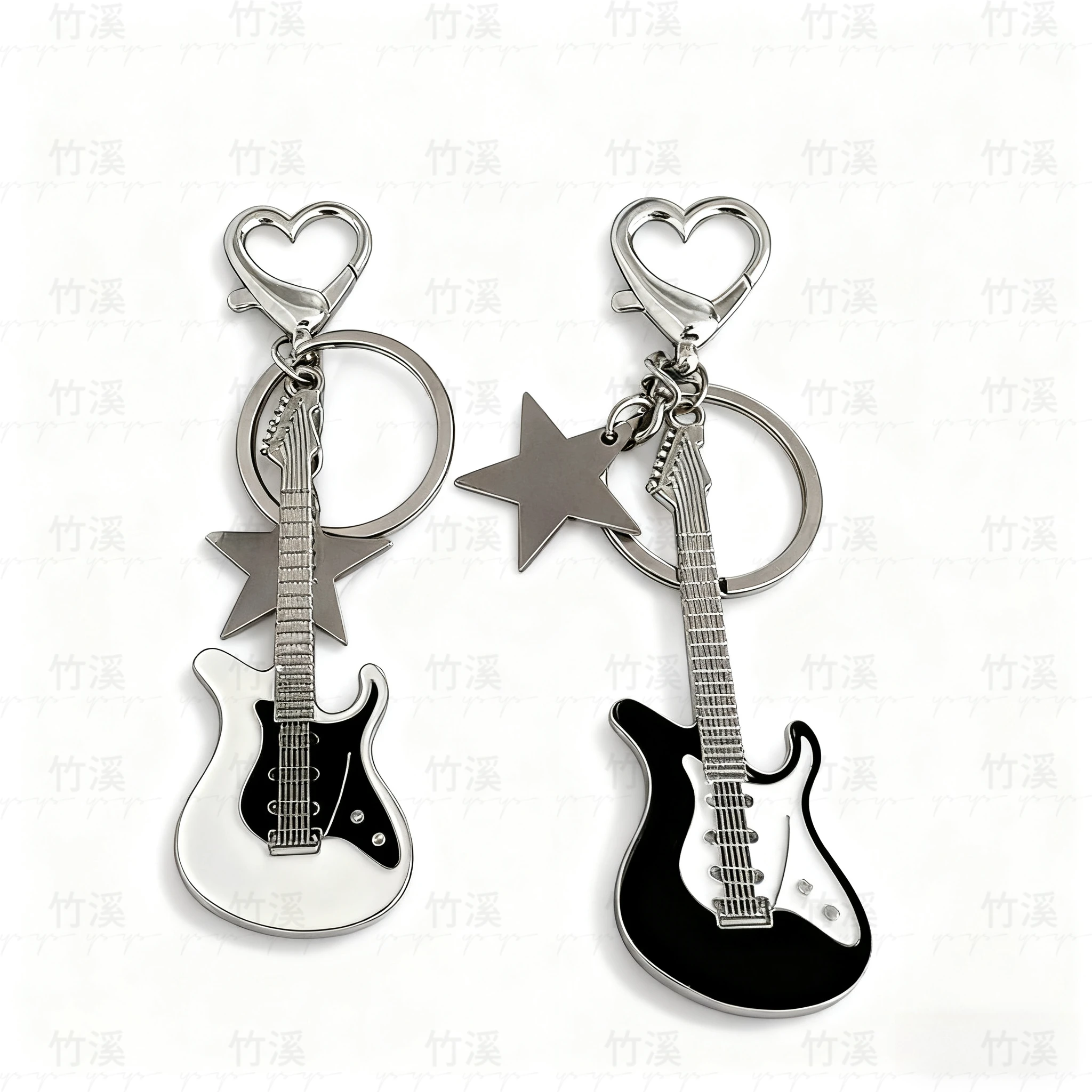 Collar de selección de guitarra, joyería Punk Rock con estrella de corazón, regalo de pareja unisex, accesorio musical vintage