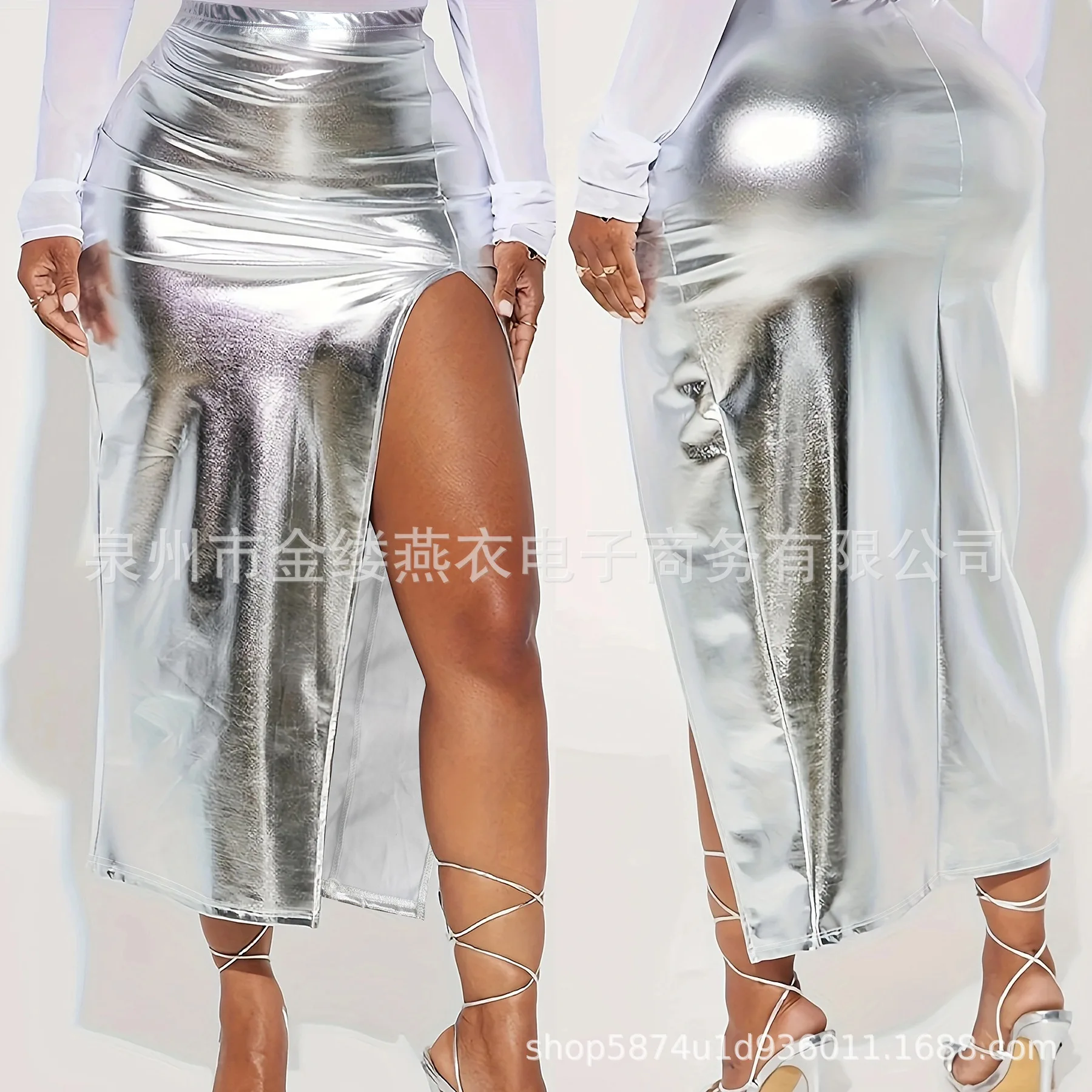 

Elegant Asymmetric Solid Color Skirt for Women Spring Summer New Design High Waist Midi Skirt Europe And US