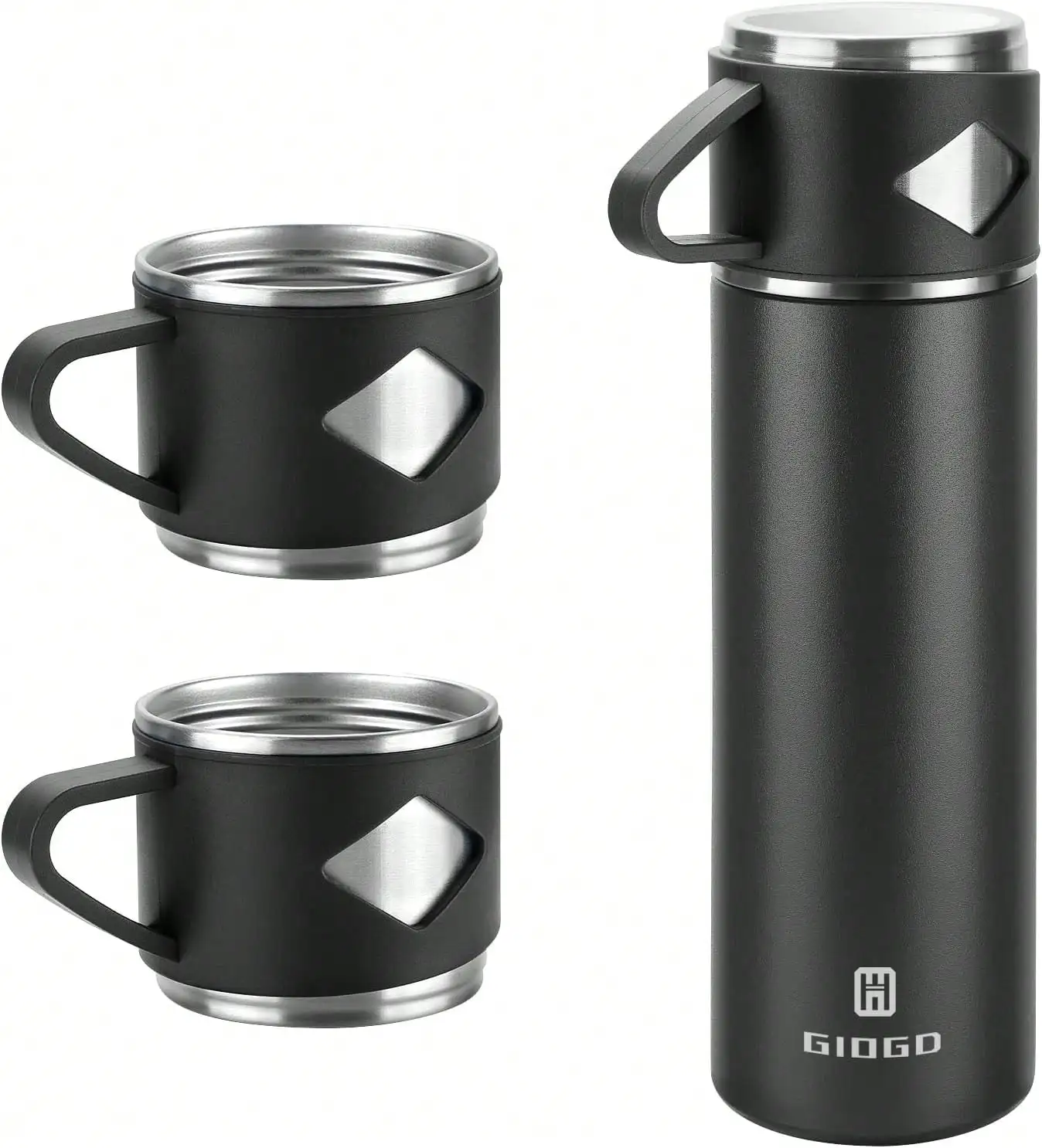 Garrafa térmica de aço inoxidável de 23,7 onças isolada a vácuo com copo para café, bebida quente e frasco de água fria.