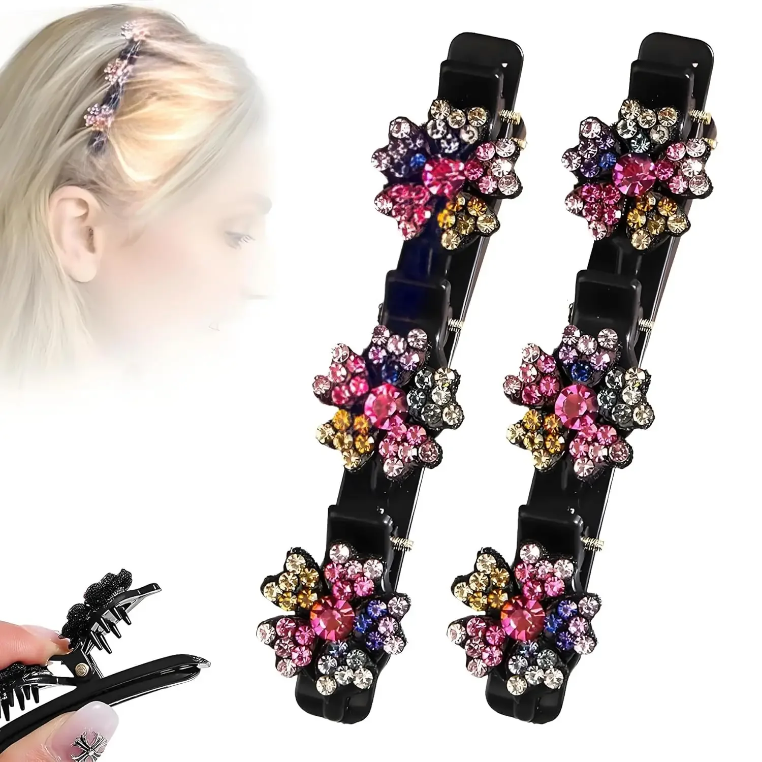 

Sparkling Crystal Stone Braided Hair Clips,2026 Women's Hair Clip,Short Hair Clips Duckbill,Braided