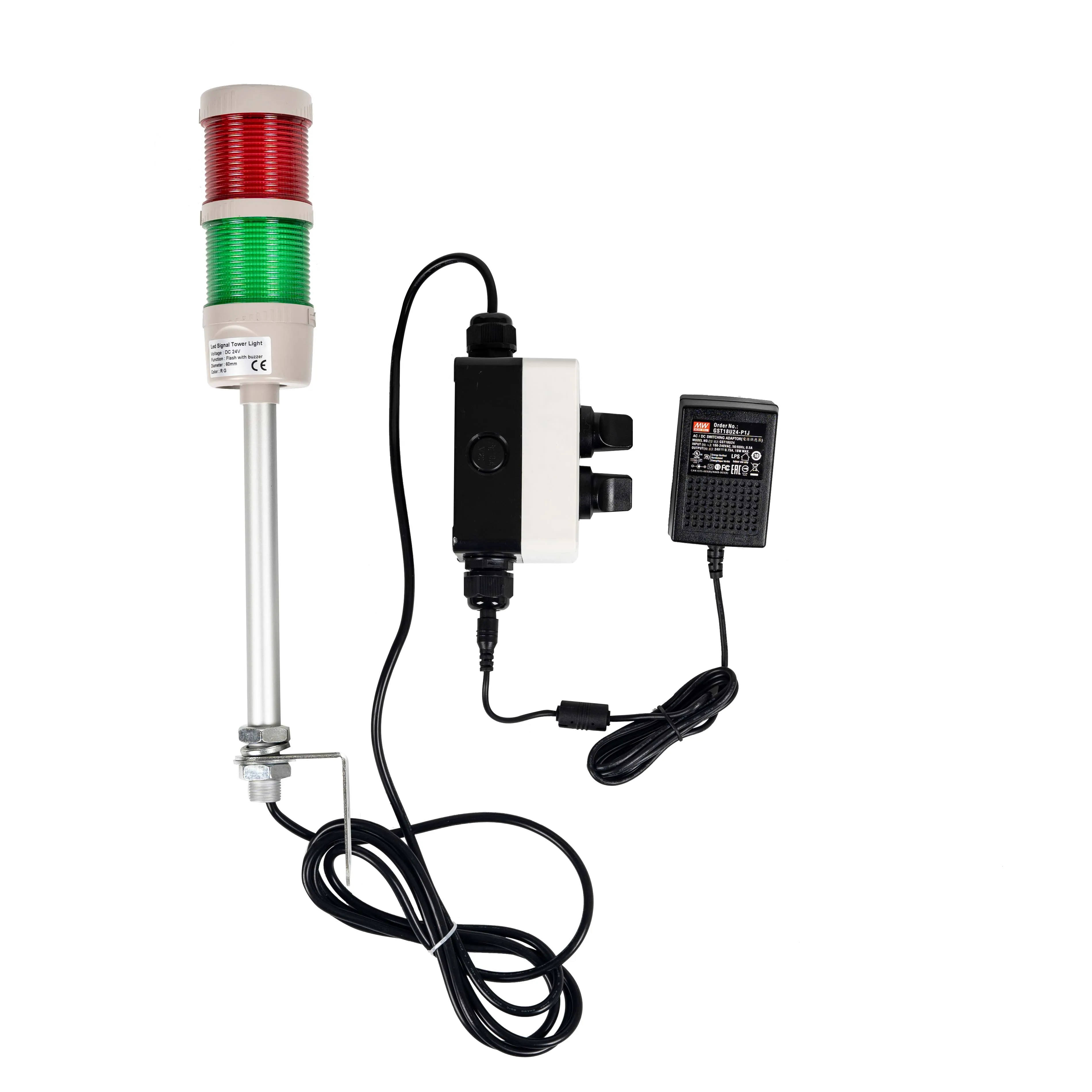 ANDONT 2 Stack Super Bright LED Andon Tower Lights, Red/Green, Off-ON,16 ft Extension Cord, Plug Play Ready