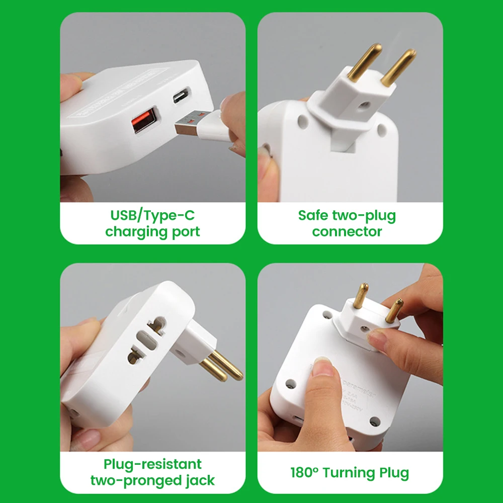 EU/US Power Socket and Plug Converter, US to EU Travel Converter, 180° Rotatable Power Converter, Travel Adapter