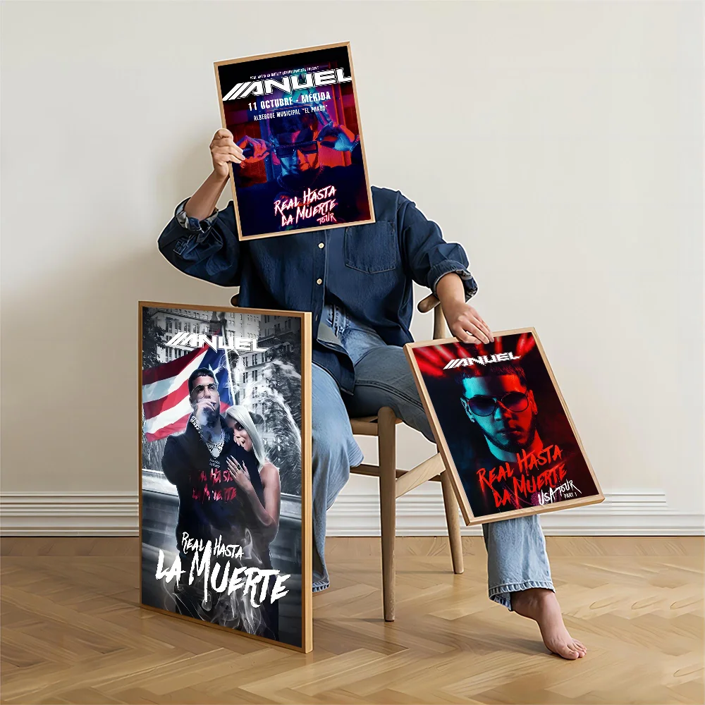 Hip Hop Rapper Anuel AA DIY Sticky Poster Whitepaper Prints Plakaty Grafika Vintage Malarstwo Dekoracyjne