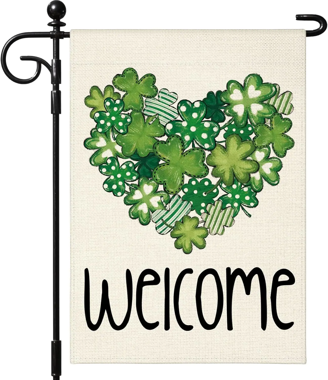 Artscope St Patricks Day Clover Garden Flag 12x18 Inch Double Sided for Outside, St.Patrick's Day Love Heart Shamrocks G DDI GGX