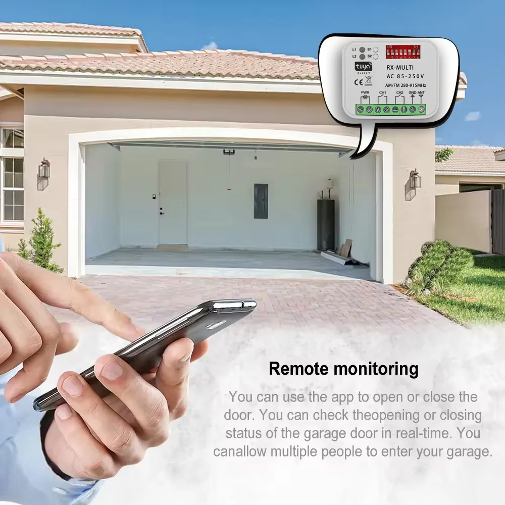 AC/DC 9-30V 85-250V Universal Tuya WiFi Garagentor Empfänger RX-Multi 280-915MHz Tor Schalter für Smart Life Alexa Google Home