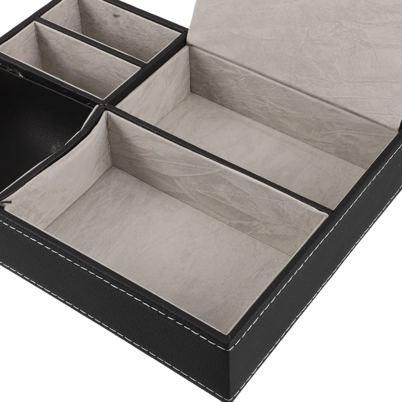 Multifunctional PU Desk Tray Organizer Wood Storage for Office Home Nightstand Mobile Phone Jewelry Keys Accessories view 3