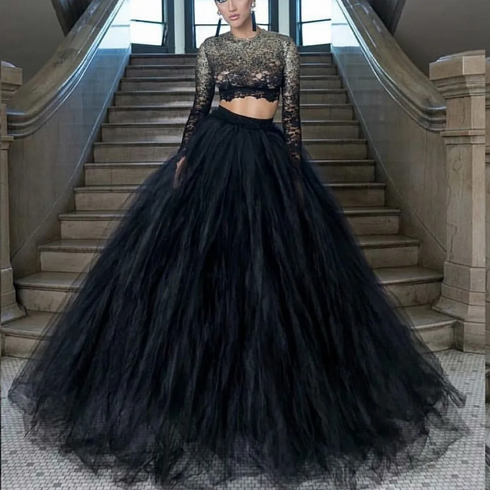 

Black Soft Tulle Long Maxi Skirts Custom Made Puffy Ball Gown Holiday Wear Women Saias Tulle Birthday Skirts Puffy Petticoat