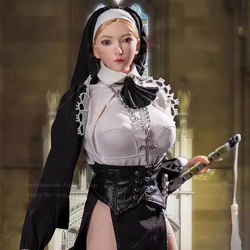 1/6 mujeres soldado clásico gótico convento monja vestido zapatos media uniforme conjunto de ropa apto para modelo de figura de acción de 12"