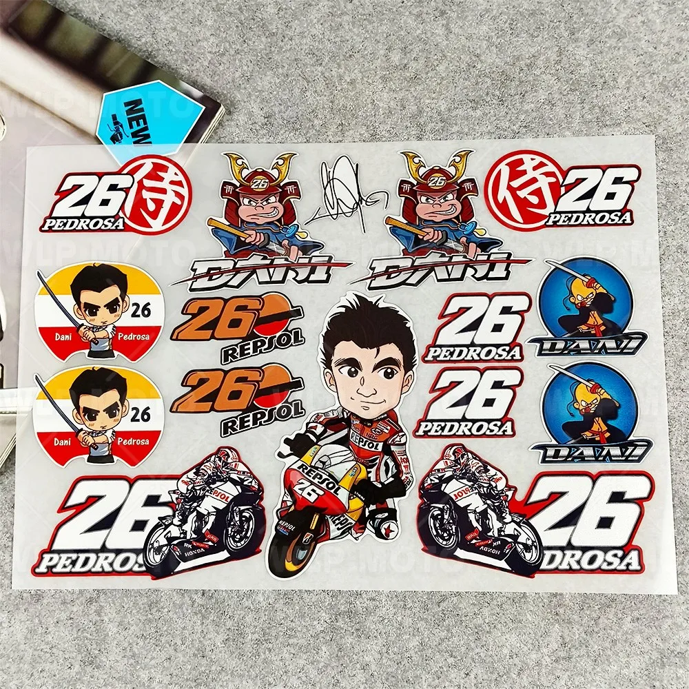 Rider No. 26 Dani Pedrosa Samurai Motorcycle Helmet RX-7X Sticker Visor Windshield Glass Lens Watertight Reflective Decal