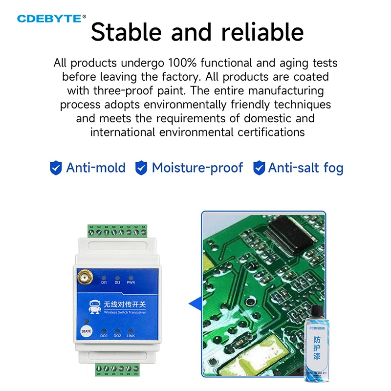 ناقل الحركة اللاسلكي عن بعد 433 ميجا هرتز التبديل 1/2/4/8-Way 5KM 10KM CDEBYTE E860-DTU سلسلة الصناعية الصف DC 8-28V