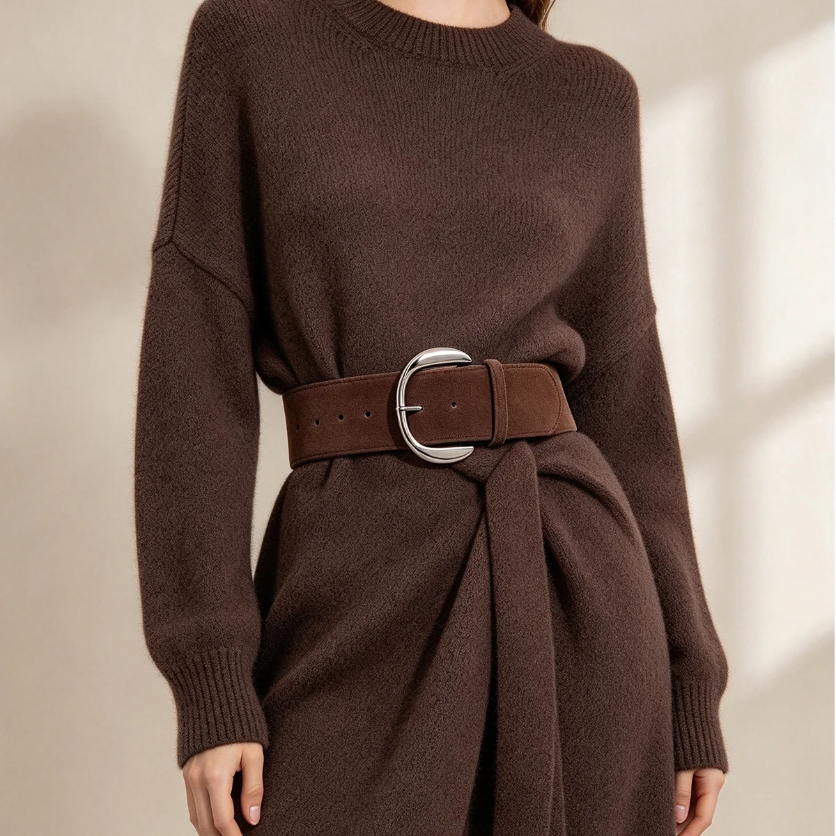 Retro Melange Samt Breiter Gürtel Für Frauen High-End-Luxus Zubehör Korsett Gürtel Für Kleid Mantel Jeans Vielseitiger Gürtel für Winter – Detail 17