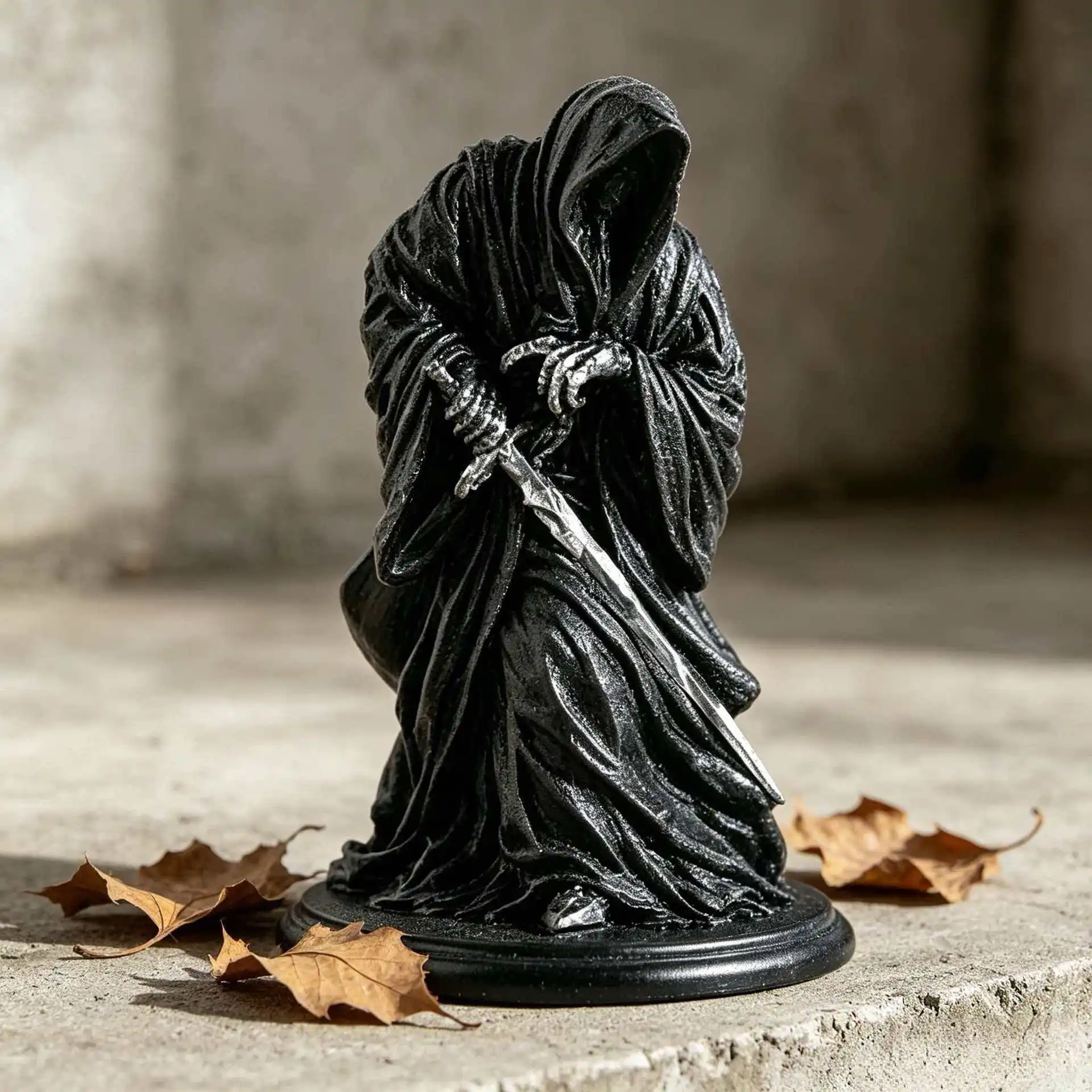 Gothic Style Death God Statue ornament,Fun styling,black Knight style,black Cape statue,Death God decoration,dark Aesthetic decoration,Suitable for desk,foyer, Garden, Lawn decoration,Halloween/holiday Gift.