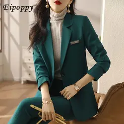 Women's Autumn Winter New Fashion Long Sleeve Professional Suit Matching Set Korean Elegant Casual Blazers Coat Pants Two Piece