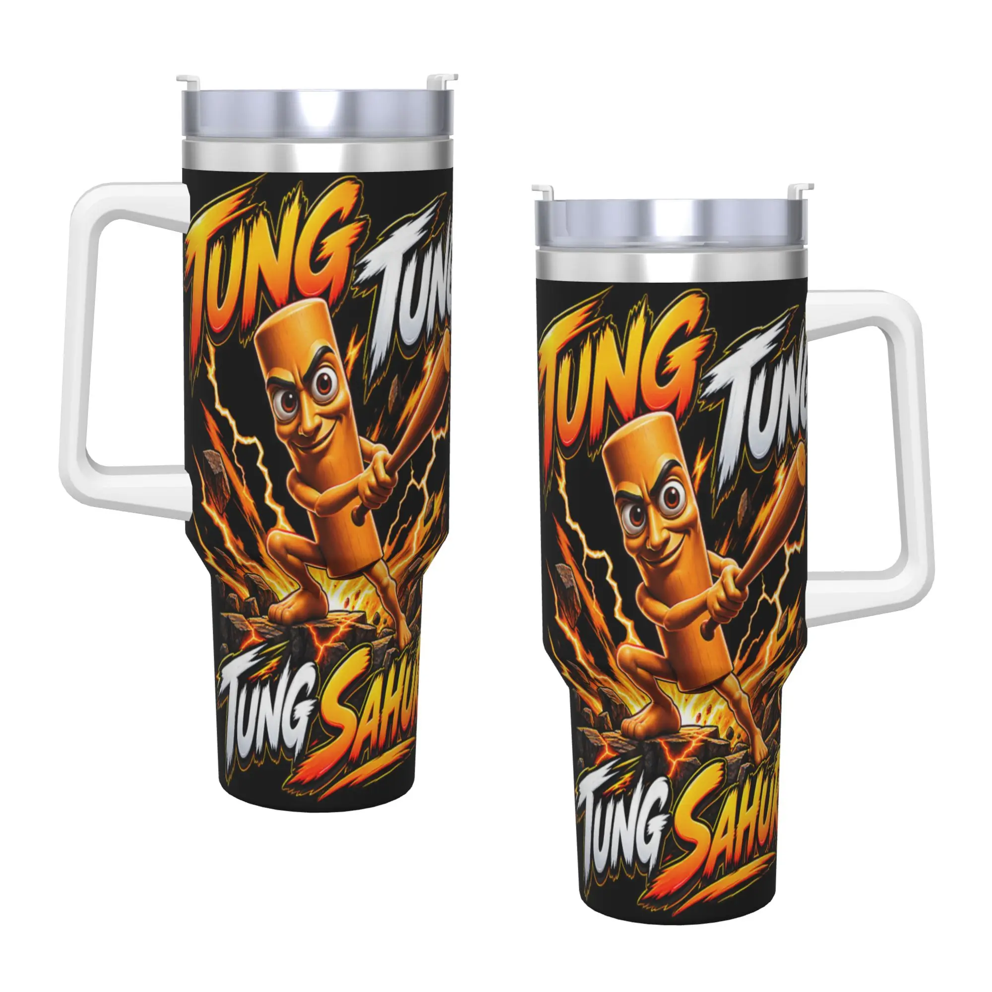 Tung Tung Tung Sahur Tumbler  Cold Drink Water Bottle Insulated Stainless Steel Thermal Cups Graphic Beach Car Mugs