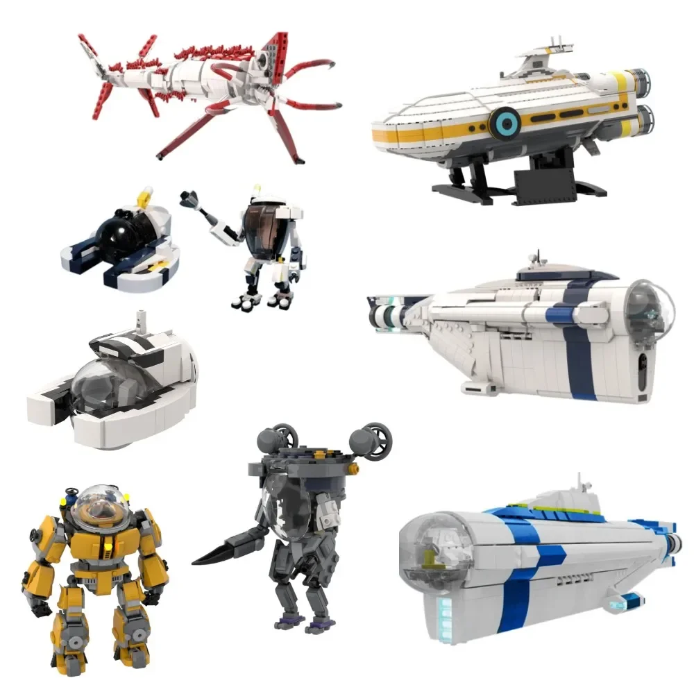 

MOC Subnautica The Auroras Building Blocks Model Subnauticass Odyssey Cyclops Submarine Bricks Deep Sea Exo Suit Toy kids Gift