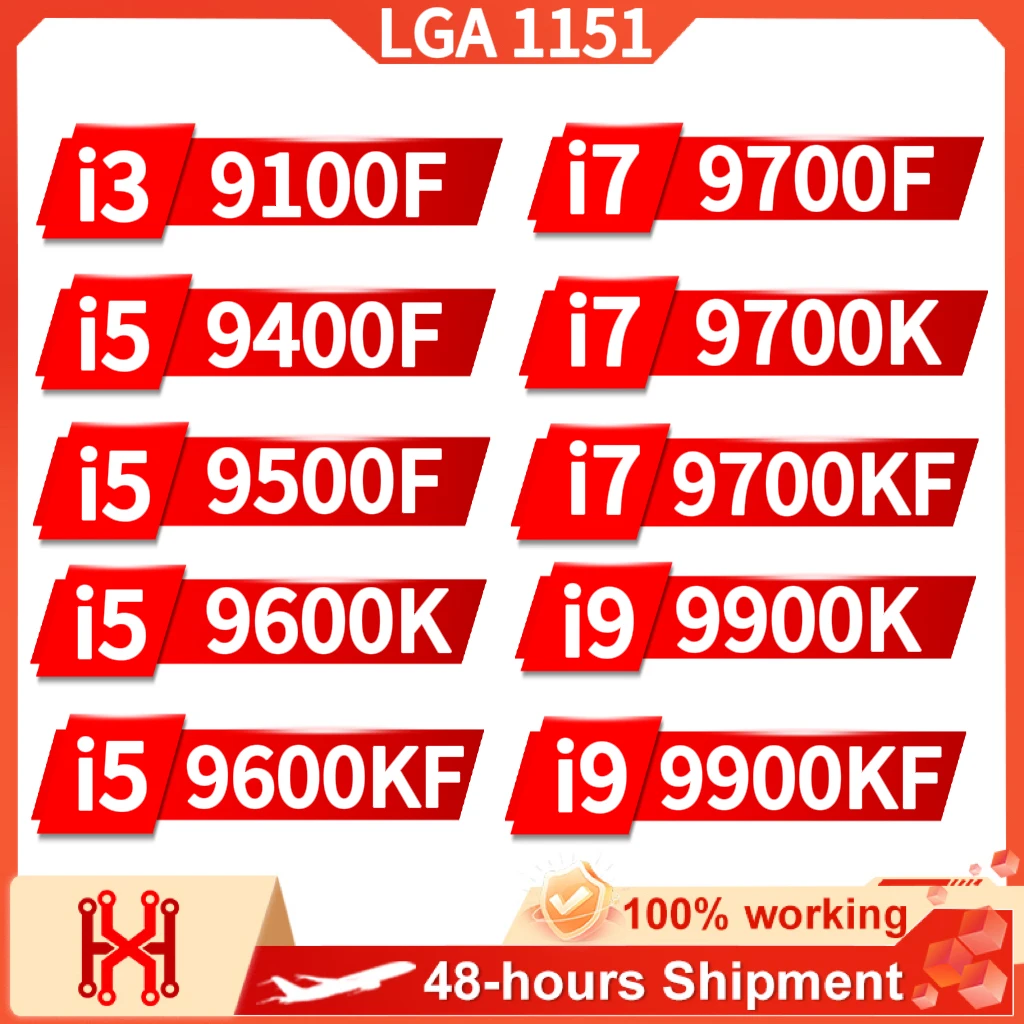 i3 9100F i5 9400F 9500F 9600F 9600KF i7 9700F 9700K 9700KF i9 9900K 9900KF Core 9-го поколения для LGA 1151