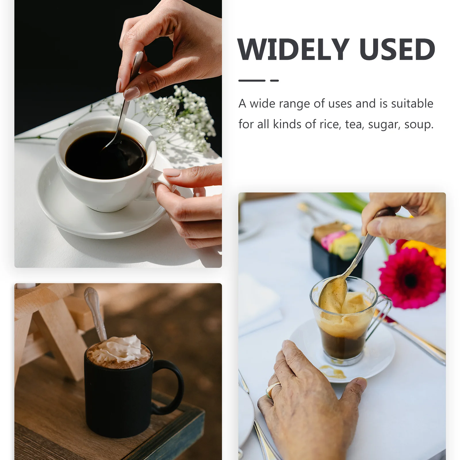 

6Pcs Anti-Drop Spoon Simple Fashion Design Smooth Surface Easy Clean for Soup Porridge Rice Jam Honey Dessert Kitchen Tableware