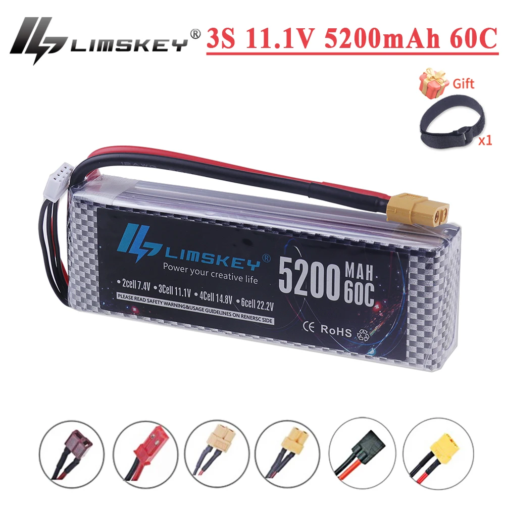 60C Max 80C 3S 11.1V 5200mAh LiPo Battery For Freestyle Drone Car Tank Buggy FPV Quadcopter Battery with XT60 XT90 EC5 Plug