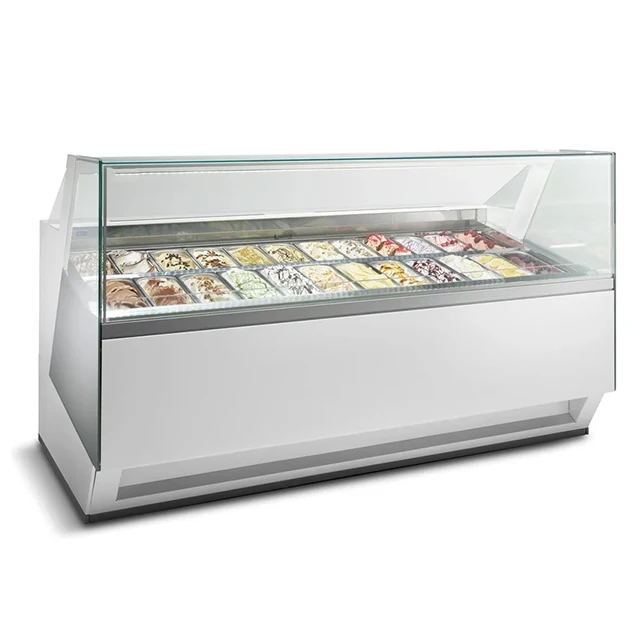 Cooling small counter cake display refrigerator open front cooler showcase supermarket ice cream display