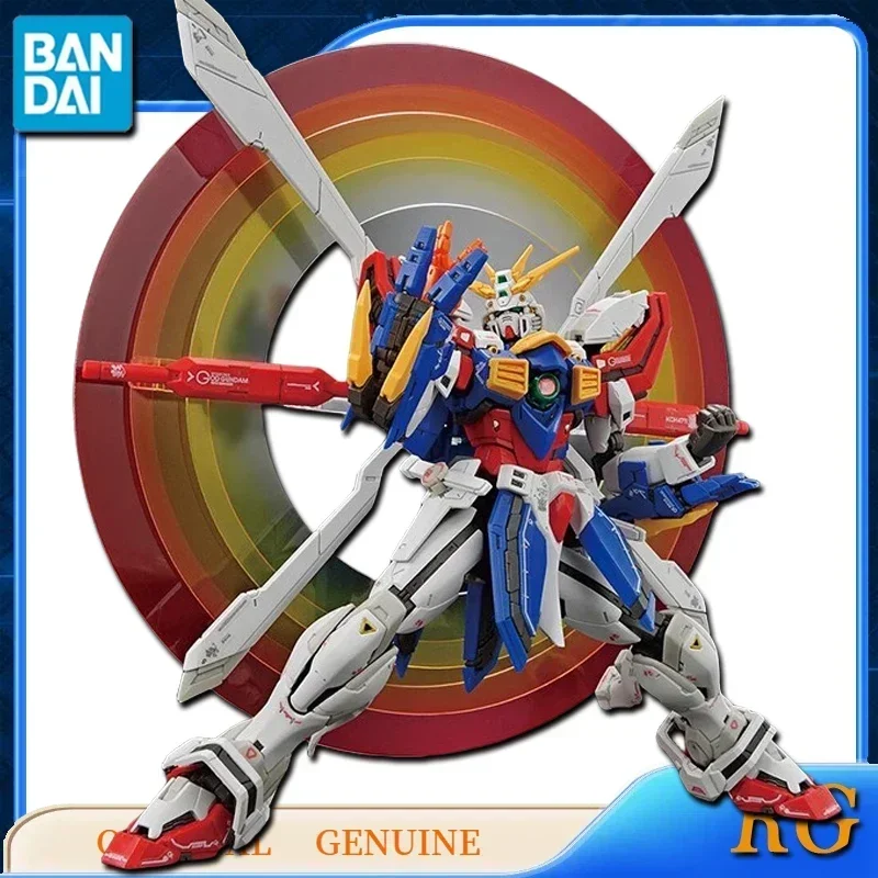 Bandai-figuras de acción de Anime para niños, juguetes originales genuinos RG 1/144, GOD GUNDAM, modelo de regalo, adornos, marca: BANDAI