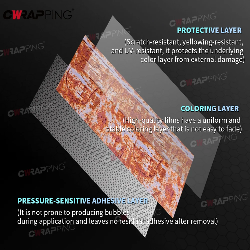 الصدأ التمويه فيلم مقاوم للماء لوازم سيارة التفاف الفينيل ورقة للسيارات اكسسوارات السيارات في الهواء الطلق على الطرق الوعرة اكسسوارات ملصق #3