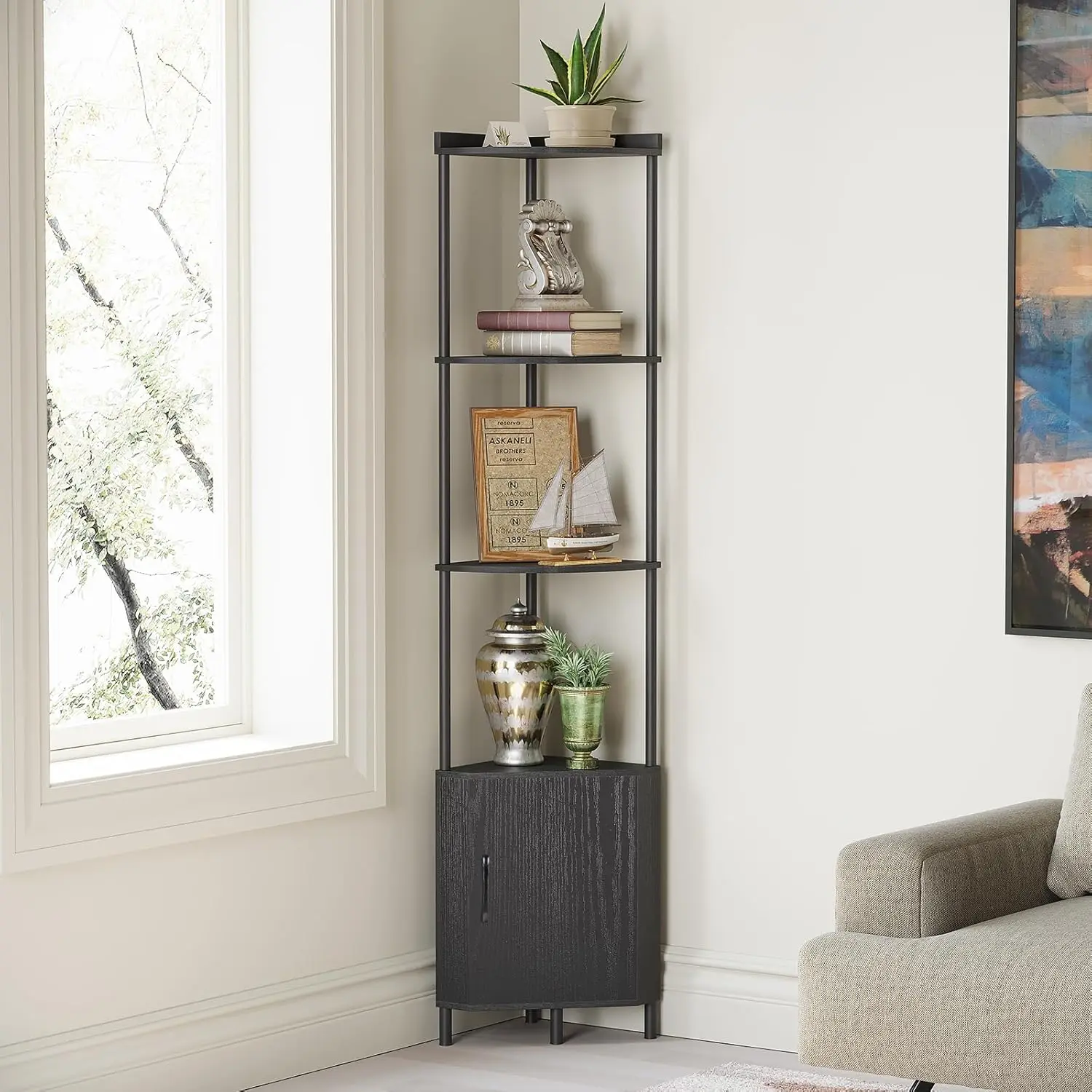 

5-Tier Corner Cabinet, 65.4" Tall Shelf with Storage, Display Shelf for Living Room, Bookshelf, Plant Stand