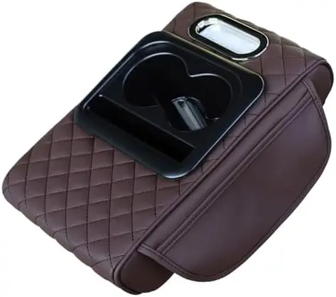 

Подушка-подлокотник для автомобиля 5-в-1 с отсеком для хранения и подстаканником - коричневая