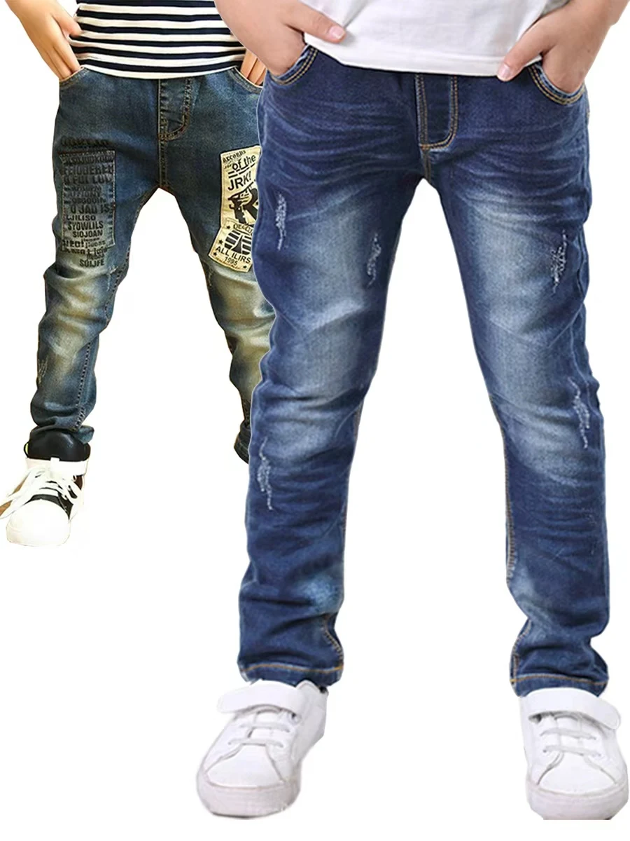 IENENS Boys Skinny Jeans 2pcs Elastic Waist Pants Kids Denim Clothing Children Casual Wear Bottoms Trousers for 4-13 Years
