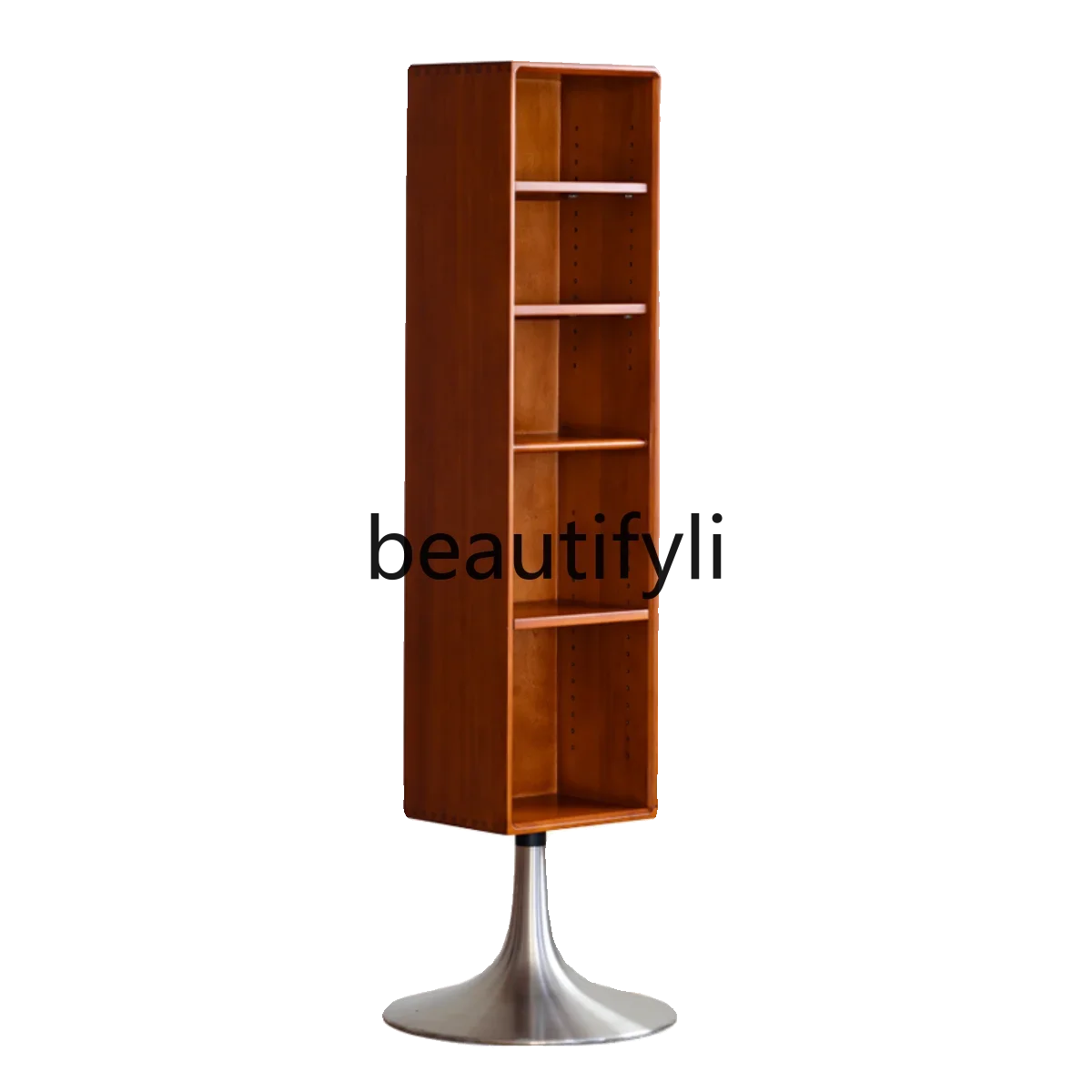 Espejo vertical de cuerpo completo giratorio de madera maciza, mueble para revistas, estantería, espejo de suelo de almacenamiento