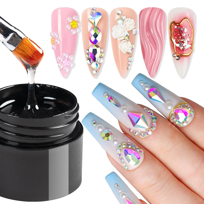 AWStorG 5ML 5 IN 1 Nail Gel Multi-functional Rhinestone Stick Reinforcement Gel 3D Shaping Sculpting Carving Nails