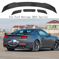 Rear Spoiler For Ford Mustang 2024 Accessories Coupe Glossy Black/Carbon Look GT Style Trunk Wing ABS Material Tail Wing Car