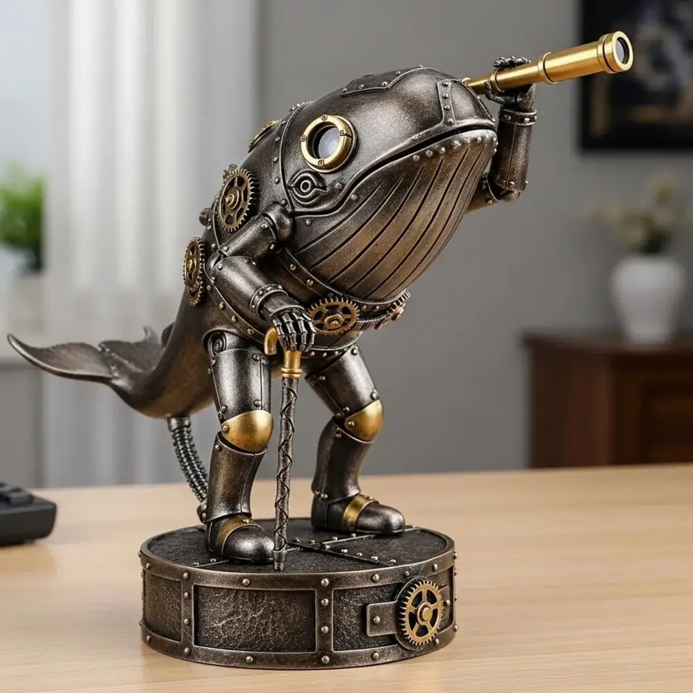 غريب الأطوار Steampunk ديكور Steampunk تماثيل صغيرة على شكل حيوانات خمر Steampunk اكسبلورر تمثال مع تلسكوب والعتاد للمنزل مكتب ديكور