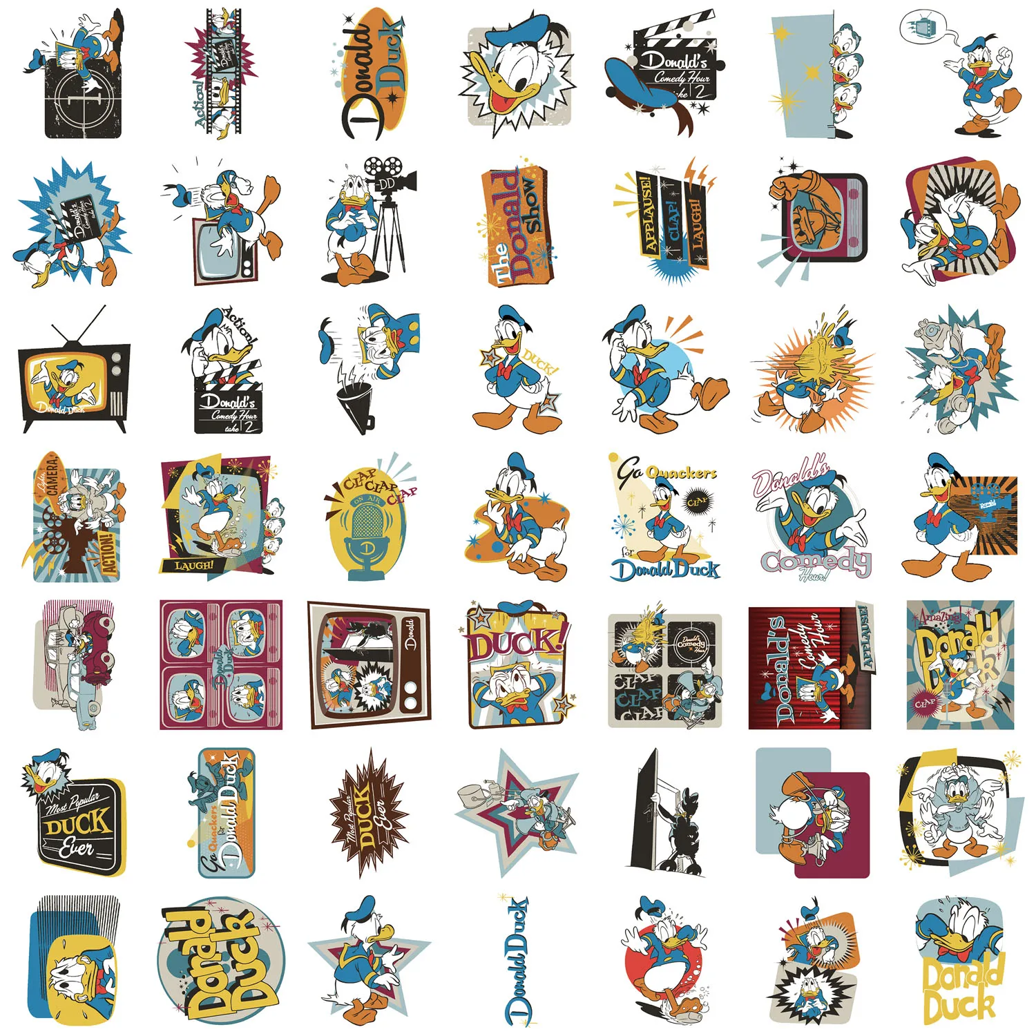 50pcs Disney Cute Cartoon Donald Duck Graffiti Stickers Laptop Phone Scrapbook Diary Luggage Stationery Sticker Kids Girl Toys