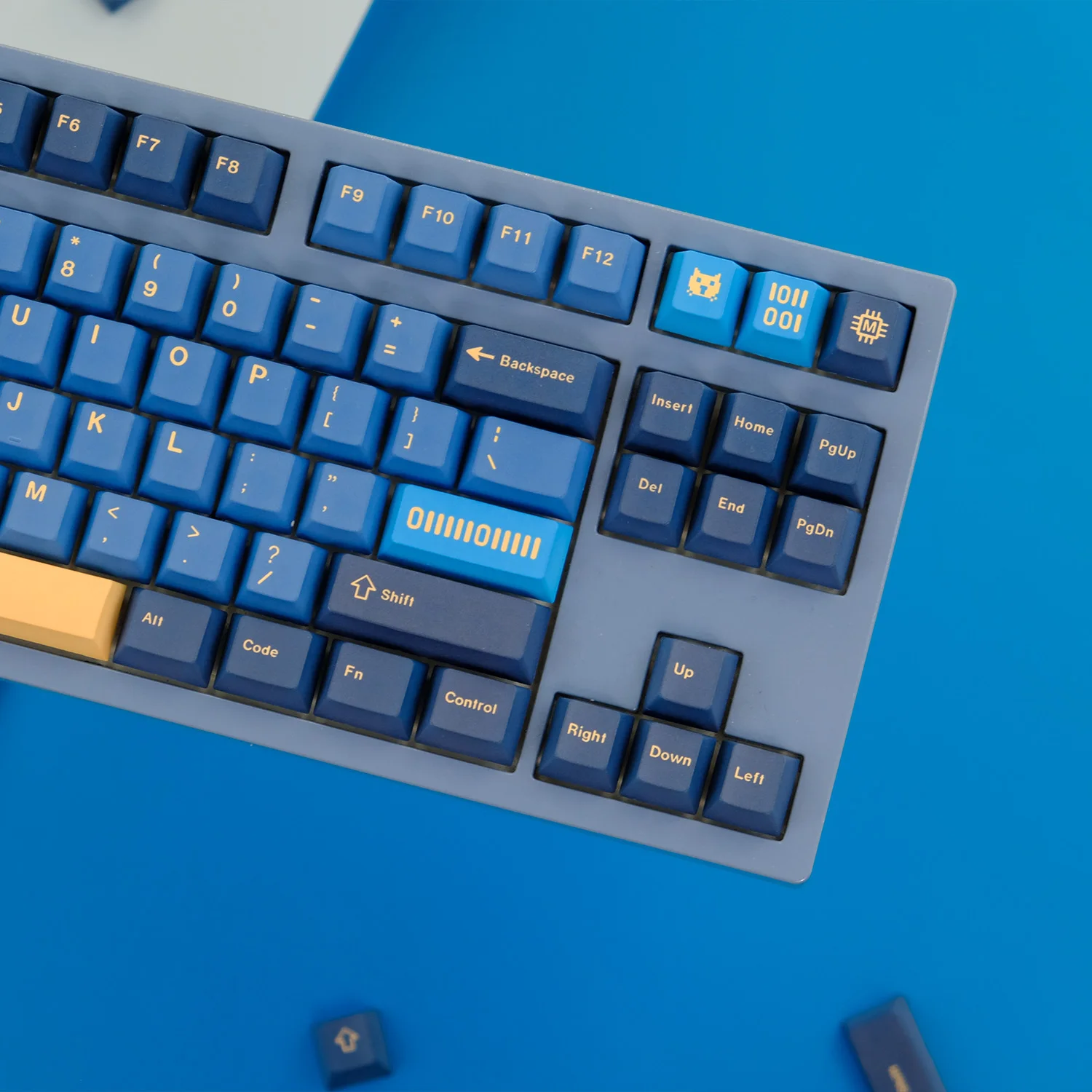 129 teclas Matrix Azul 01 tema Keycap Cherry Profile PBT Dye Sub Anime juegos Keycaps para Cherry MX Switch DIY Teclado mecánico