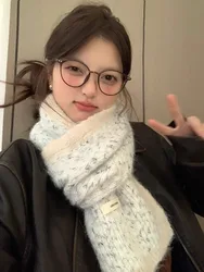 Korean Department Of Advanced Feeling Thickened Warm Knitted Scarf Female Autumn And Winter With Soft Waxy Wool Scarf Students