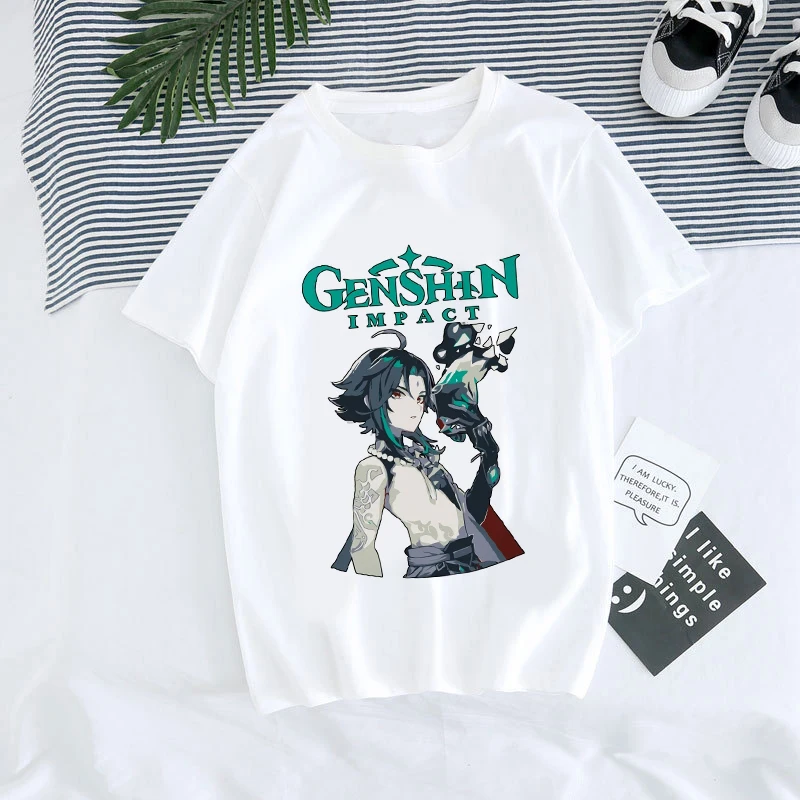 

Genshin Impact Print Men Women T-shirt Arlecchino Graphic Short Sleeve Tee Shirt Harajuku Kawaii Unisex Casual Y2k Clothing Tops