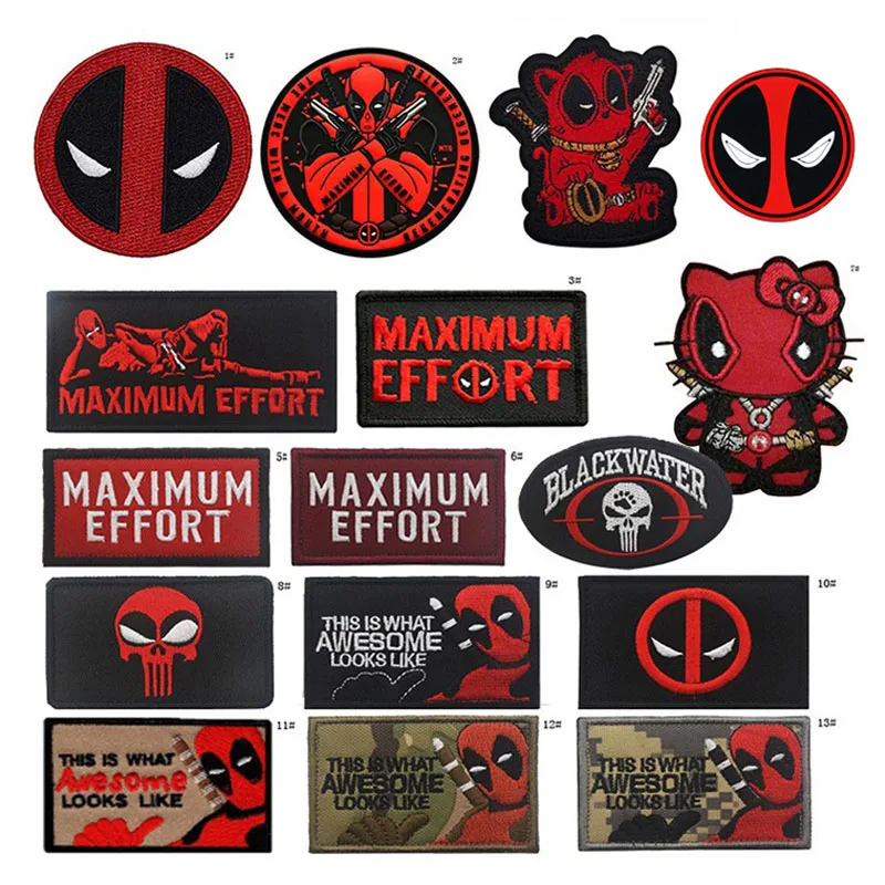 

Disney Marvel Deadpool Embroidery Patches on Clothes Stickers for Hat Jackets 3D Anime Cartoon Decor Pants Bag Clothing Patch