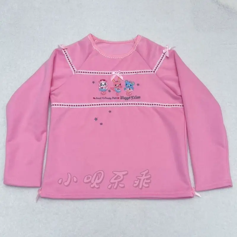 Japanese Cartoon Cute Print Hoodie Sweatshirt Women's Children Sweet Grunge Aesthetics Spring Autumn Princess Tops Tees Pink