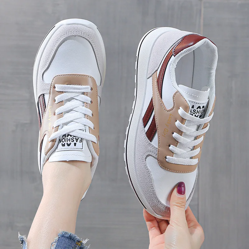 Women Sneakers PU Leather Casual Sport Shoes Ladies Designer Fashion Platform Shoes Lace-up Vulcanized Shoes Zapatillas Mujer