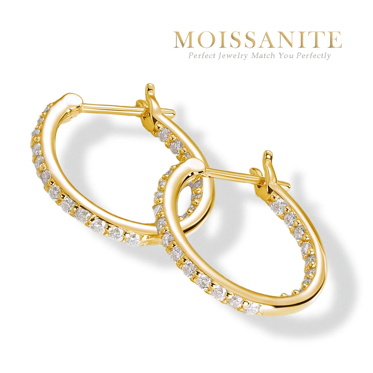 

0.97ctw Hypoallergenic Moissanite Hoop Earring in S925 Sterling Silver with Gold Plating - Luxury Design Safe for Sensitive Skin