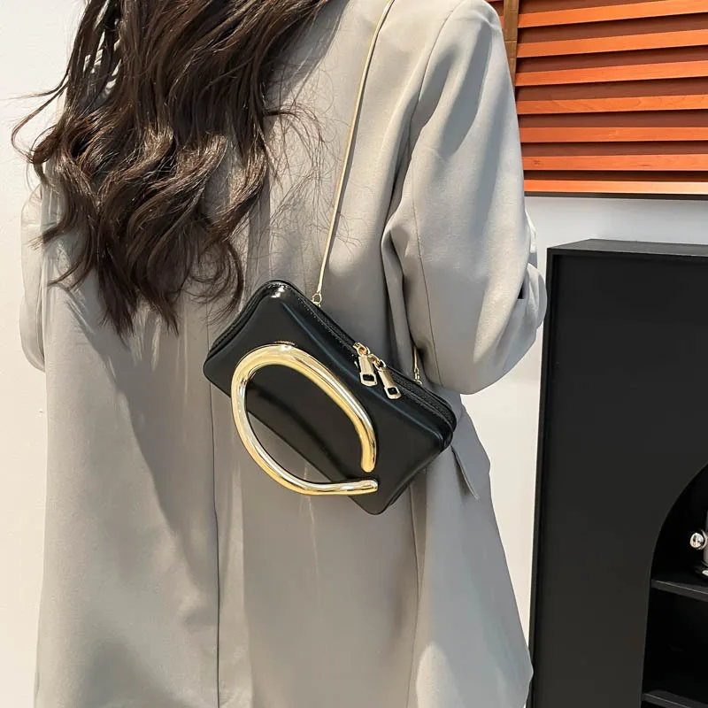

2025 New Structured Box Bag for Women, Chain Strap Shoulder Crossbody Clutch, Versatile Top Handle Purse, Chic & Practical​