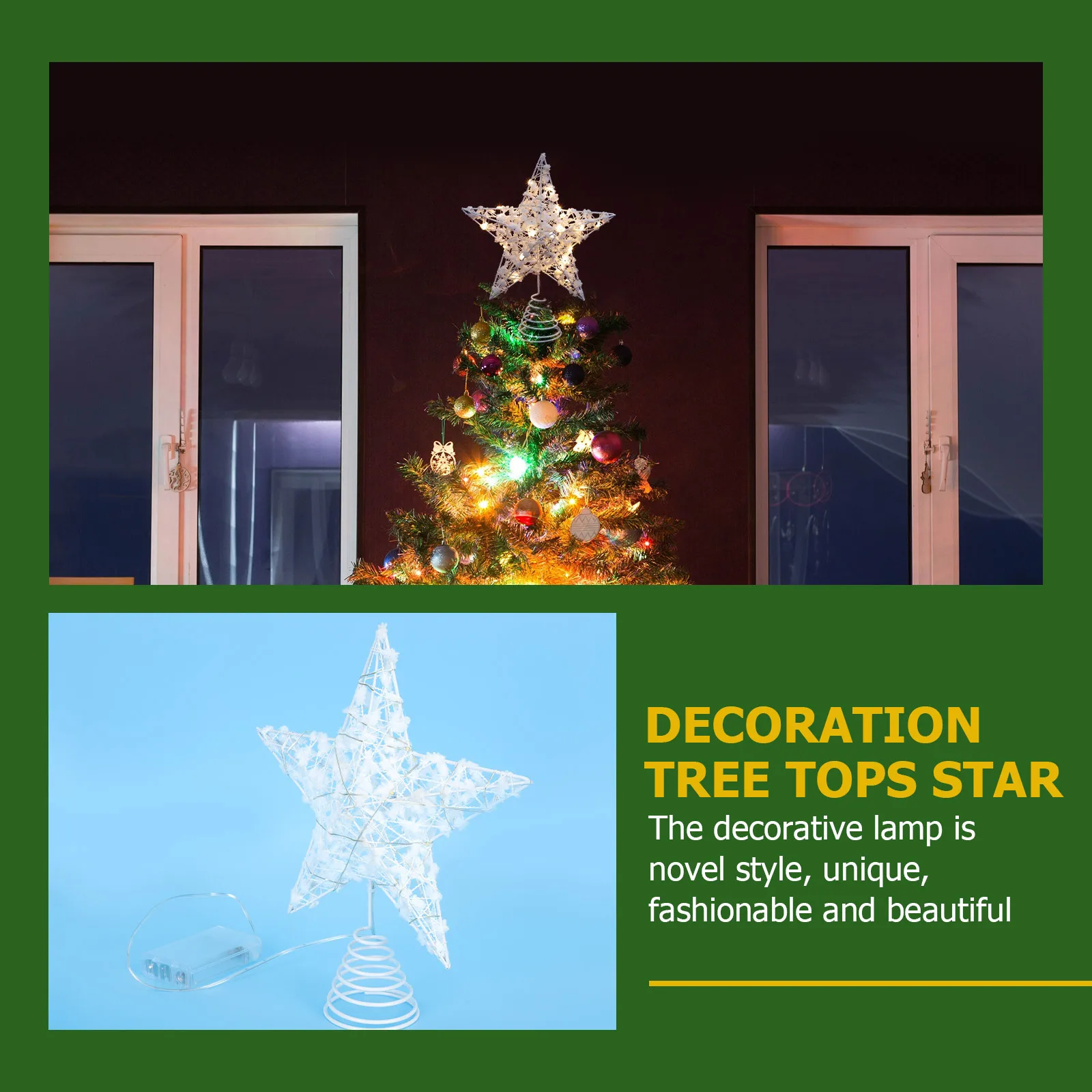 

1Pcs Star Tree Topper Christmas Lamp Iron Craft Xmas Tree Decor Treetop Light Adornment Festival Decoration Xmas Adorn