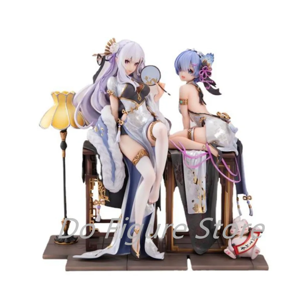 23 cm süße Rem Emilia Cheongsam Sammlung Statue Modell Actionfigur Anime Figur Sammlerstück Geburtstagsgeschenke Spielzeug für Jungen Puppen