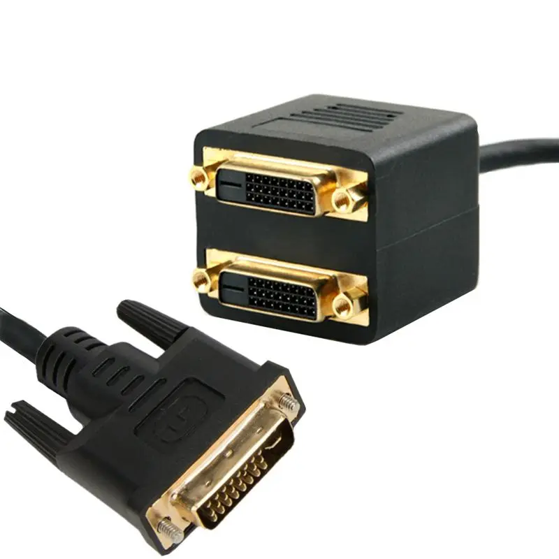 DVI(24+1)-D Male To 2 * DVI(24+1)-D Female Splitter High-Definition Video Cable -2-Way 0.3M