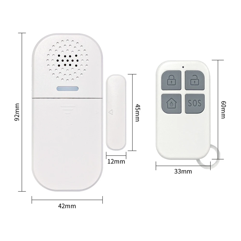 Alarm Sensor pintu kontrol jarak jauh, nirkabel untuk jendela detektor induksi Volume dapat diatur pengingat lampu LED