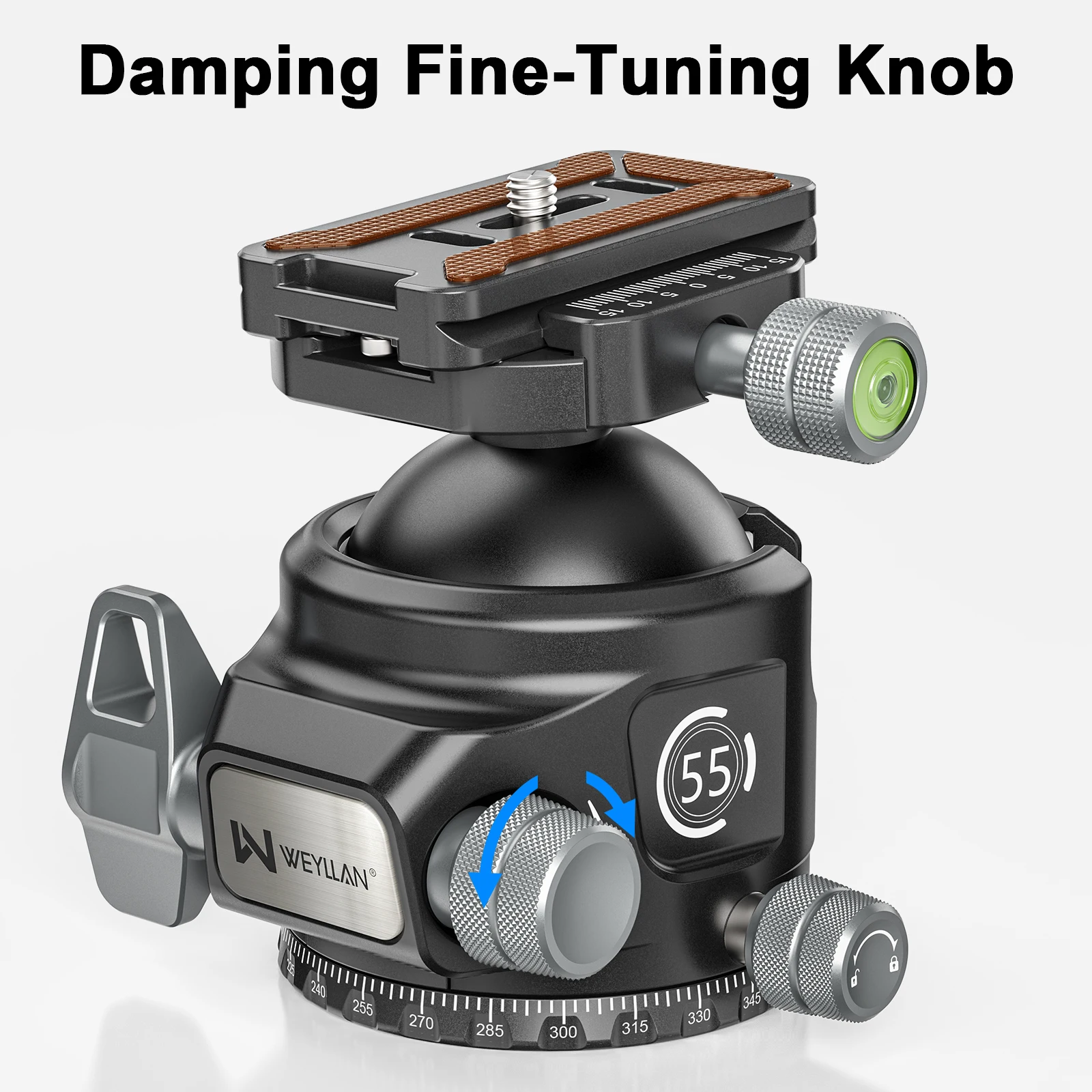 WEYLLAN KH55 كرة ثلاثية القوائم رئيس 55 مللي متر الثقيلة الكرة رئيس مع Mlok السكك الحديدية Arca السويسرية الإفراج السريع لوحة منصب الكاميرا تحميل 40 كجم