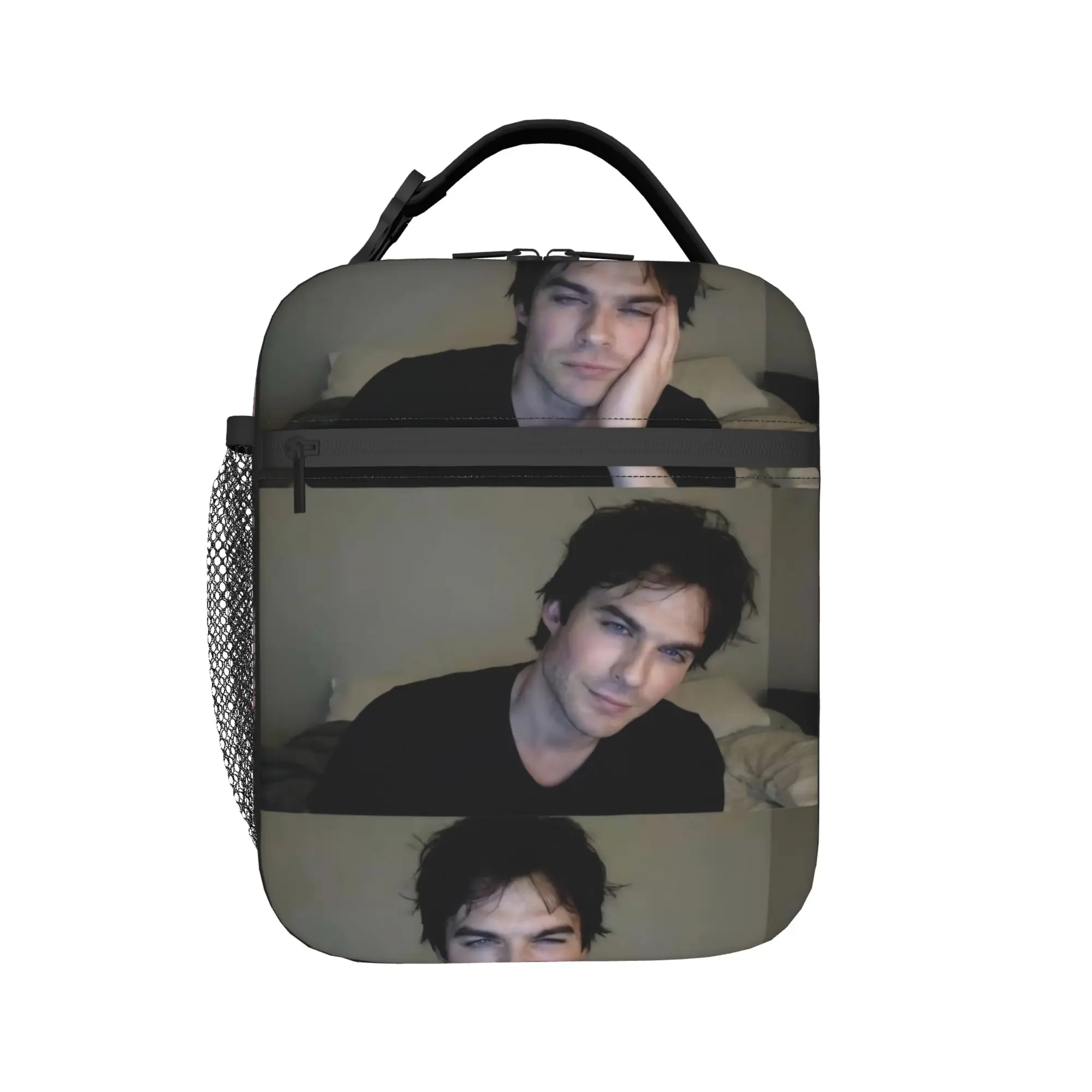 The Vampire Diaries Resuable Movie Lunch Bag Damon Salvatore School Lunch Box For Child Thermal Tote Handbags Cooler Bag