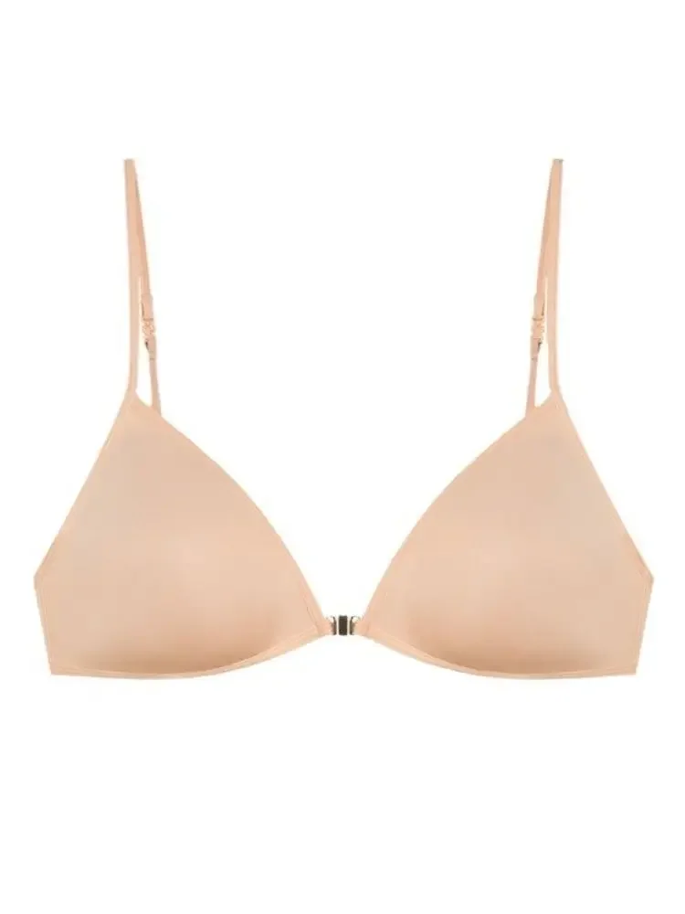 

KUCLUTFrench Style Triangle Bra Thin Strap Halter Neck Invisible Front Fastening Elegant Wireless Bralette Sophisticated AB Cup