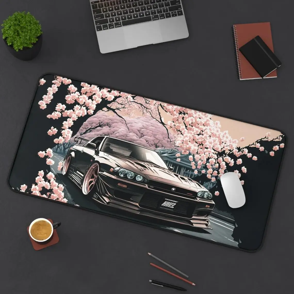 Desk Mat Nissan Skyline GTR Car Mousepad 900x400 Japanese Desk Mat XXL Gaming Mouse Pad Cherry Blossoms