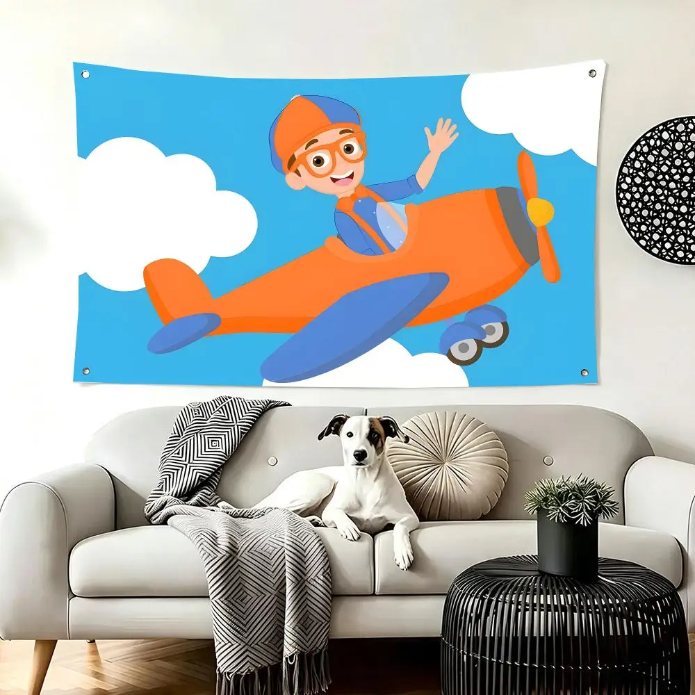 Kids Educational Show Blippi Flags  For Living Room Home Dorm Decor Wall Outdoor Camping Party Banner Gifts